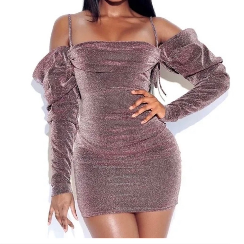 Sparkly Pink/Purple Off the Shoulder Sexy Dress